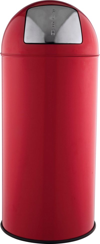 HOME 30L Round Push Top Bin - Red.